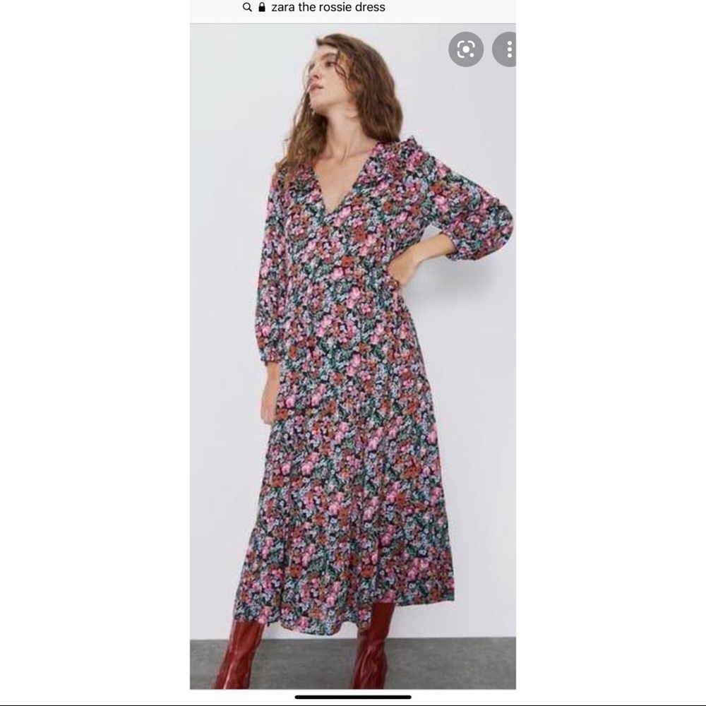 Zara The Rossie Dress. Long Tiered Floral Fall Dress